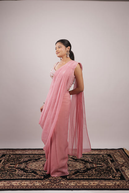 Rosé Mist Embellished Ready-to-Wear Saree
