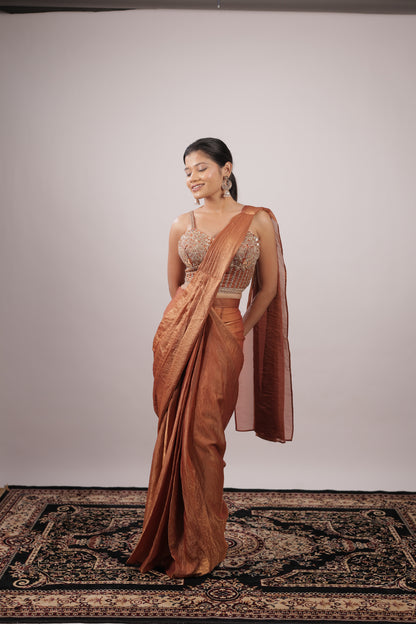 Copper Ember Designer Ready-to-Wear Saree