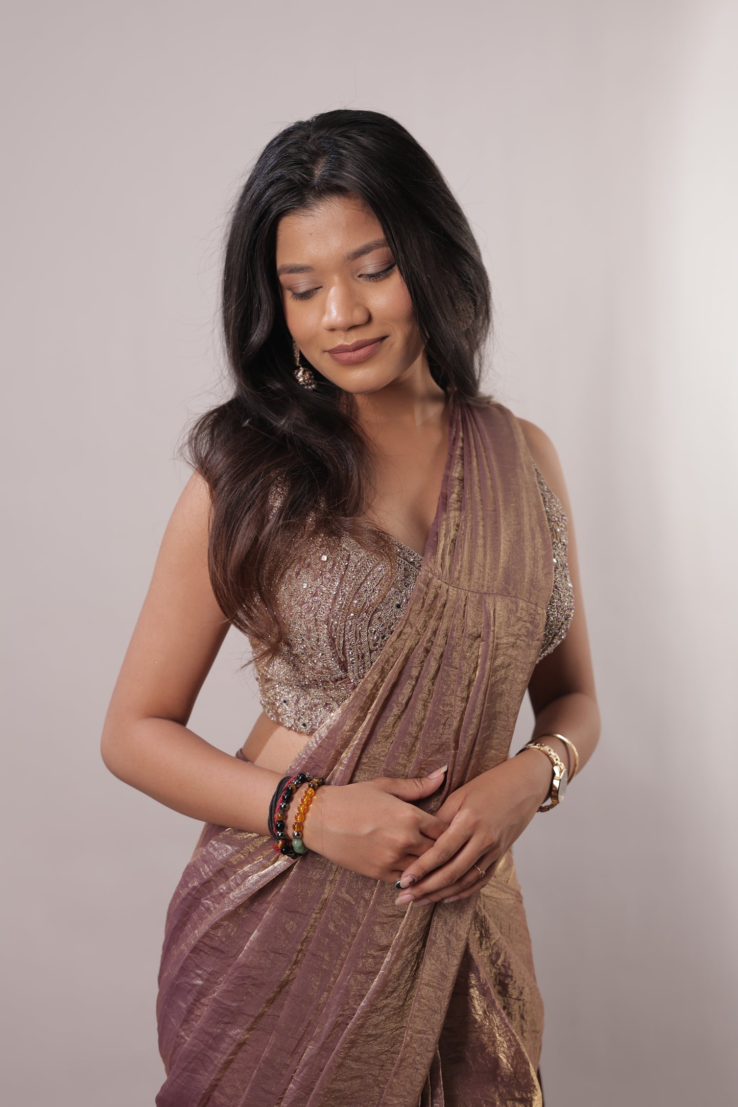 Rose Gold Aura Ready-to-Wear Saree