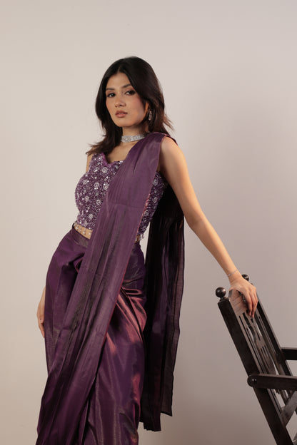 Mulberry Radiance Sequin Saree