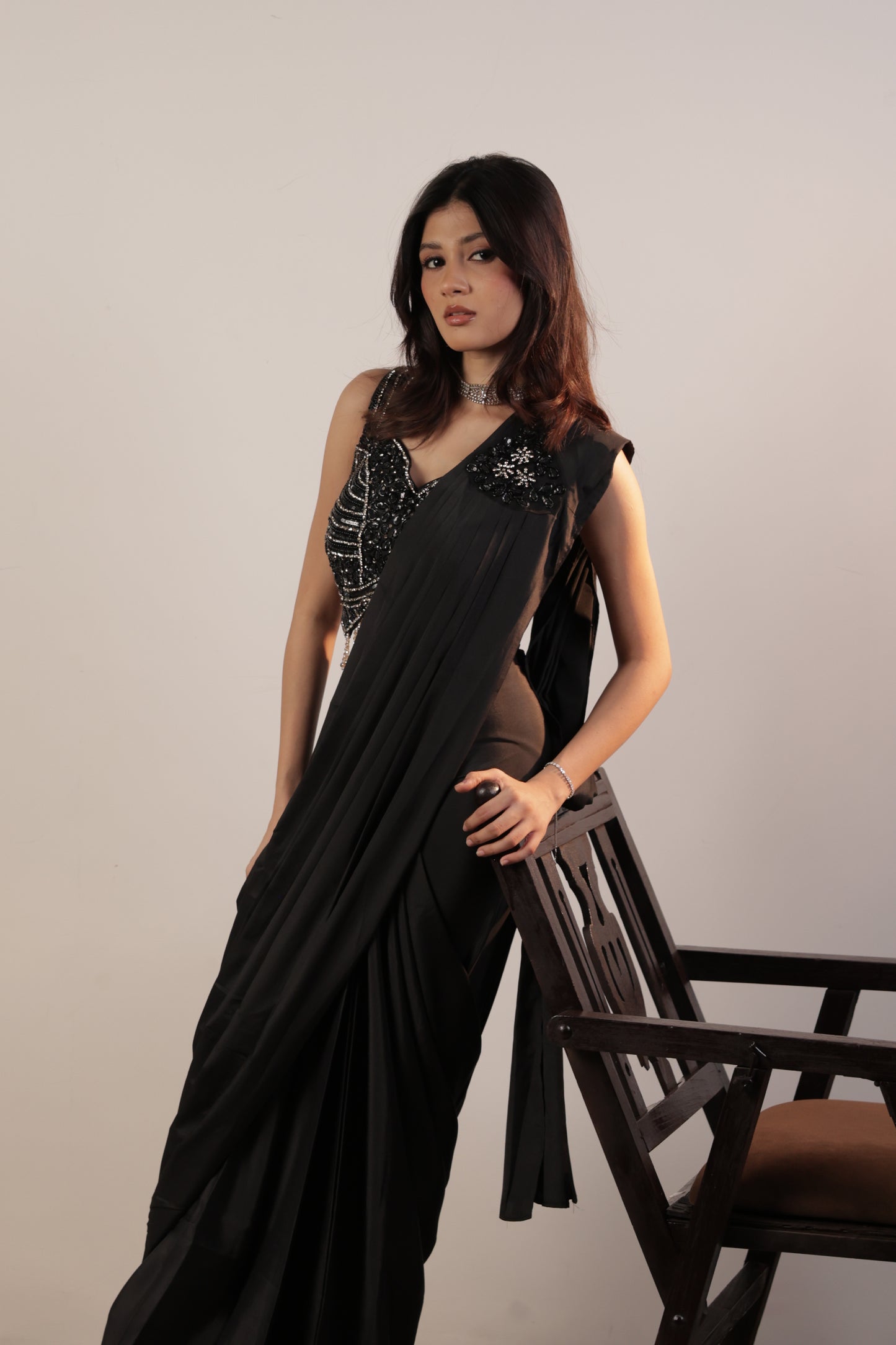 Noir Stardust Embellished Saree