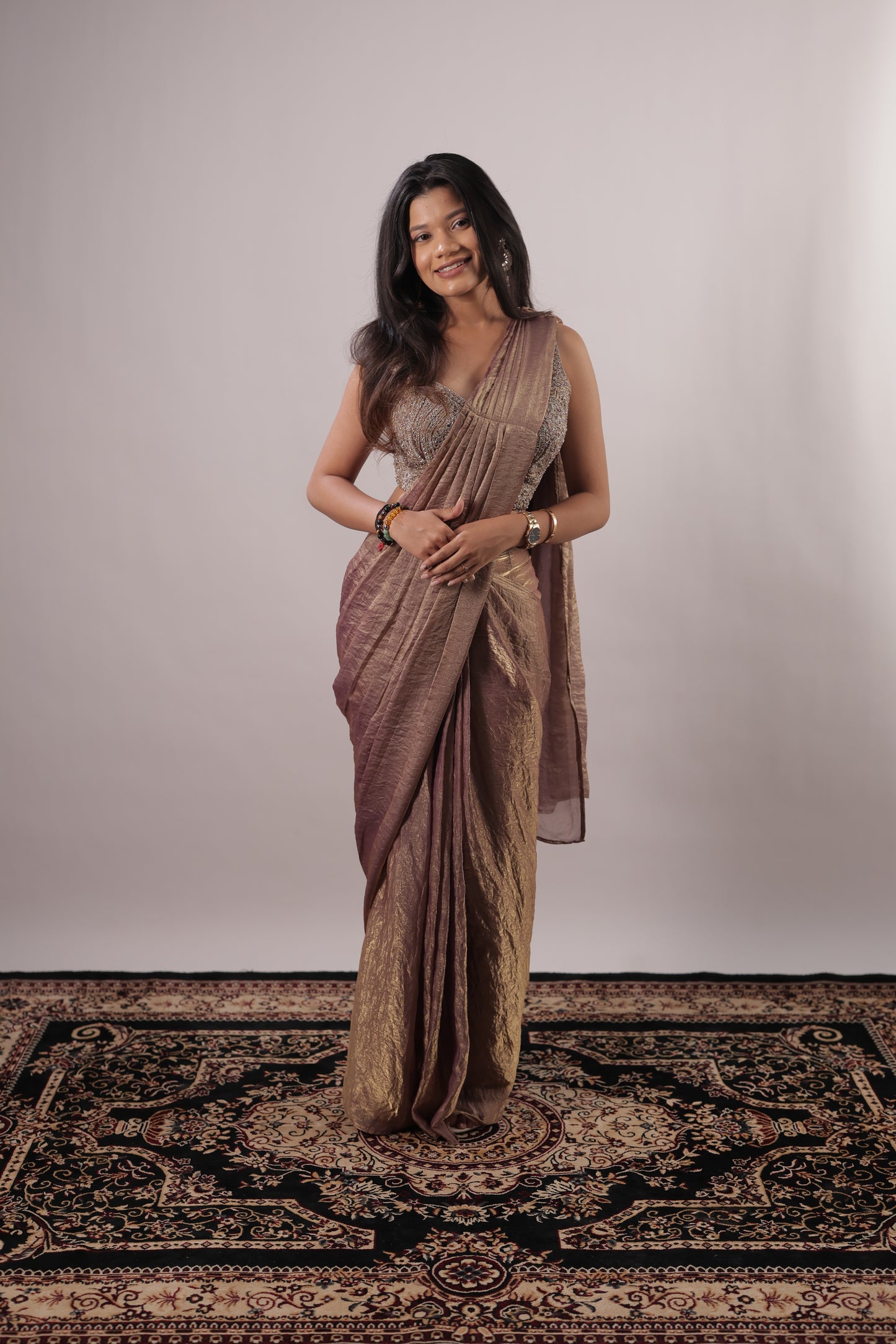 Rose Gold Aura Ready-to-Wear Saree