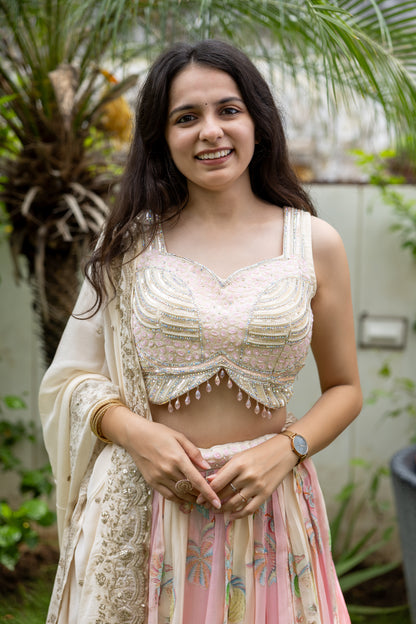 Rose Blush Net Embroidered Set