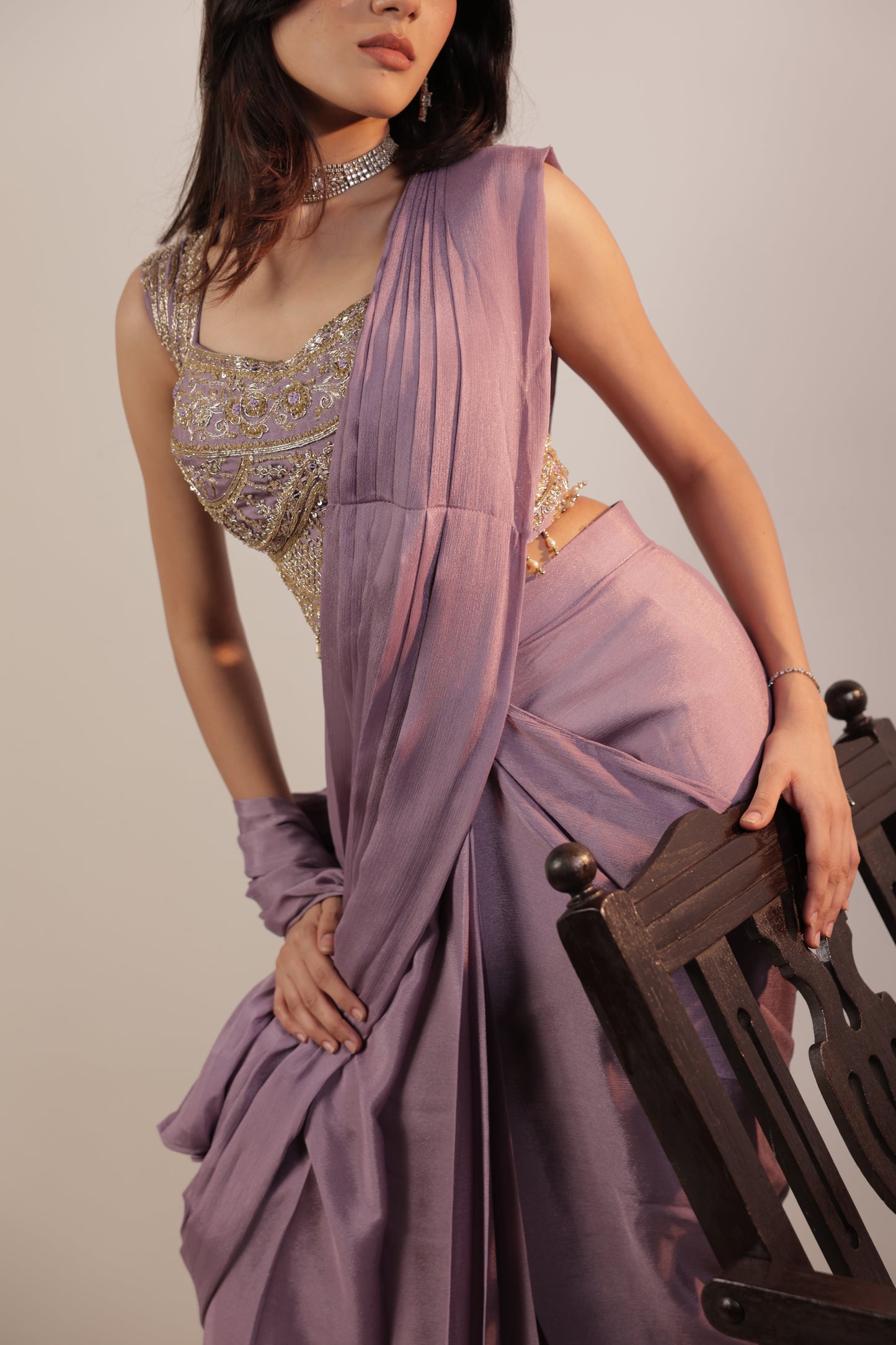 Lilac Dream Sequin Drape Saree