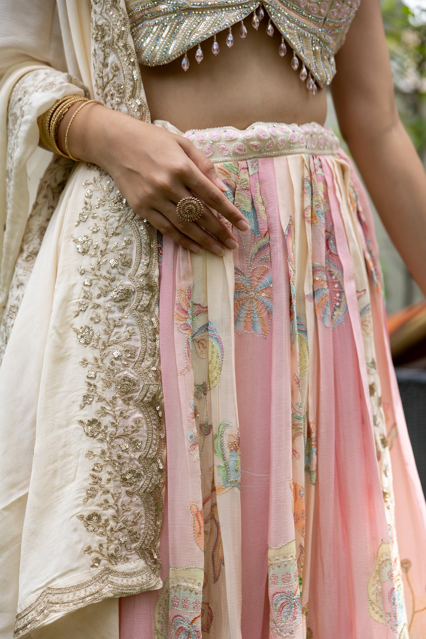 Rose Blush Net Embroidered Set