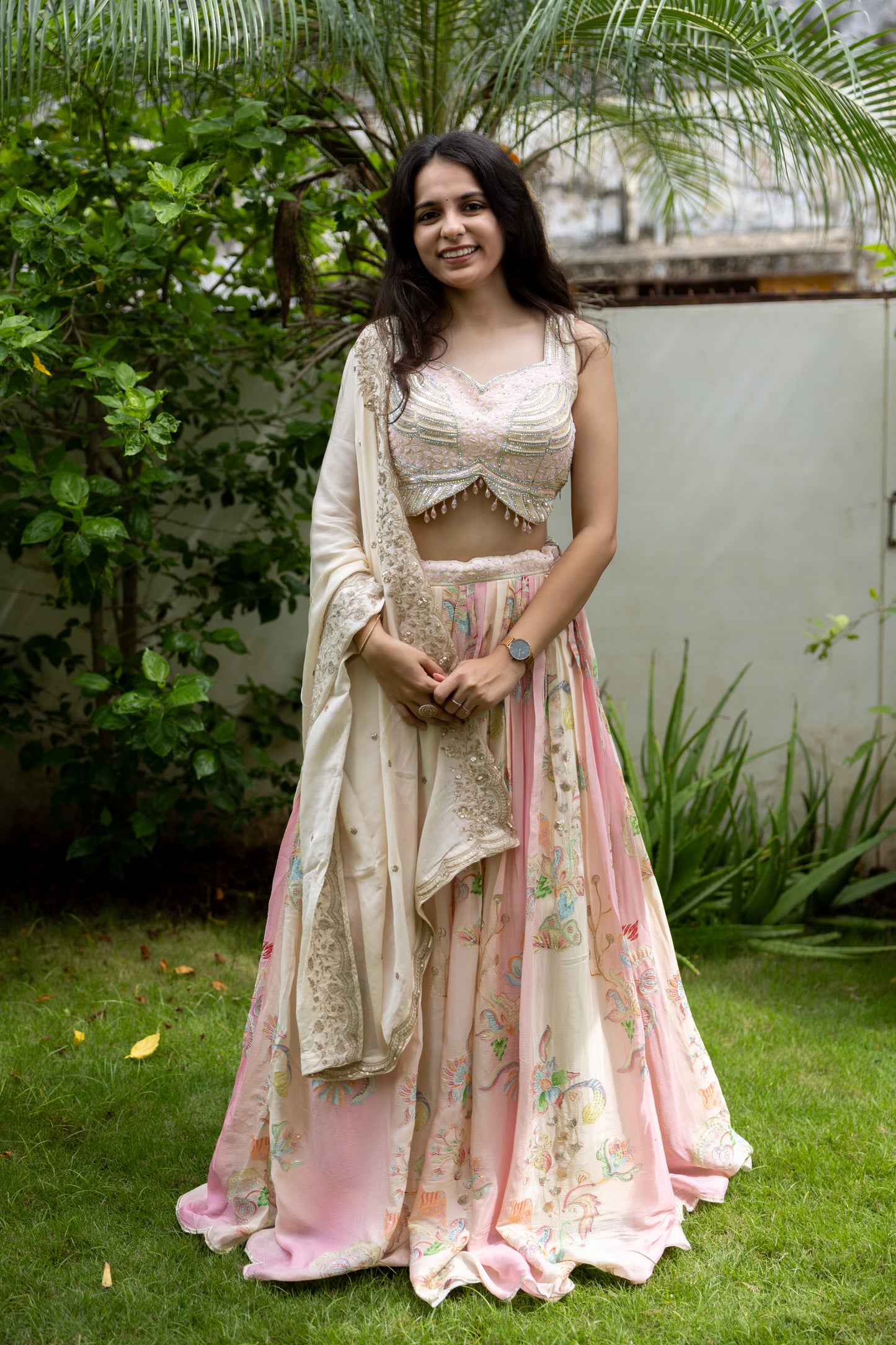 Rose Blush Net Embroidered Set