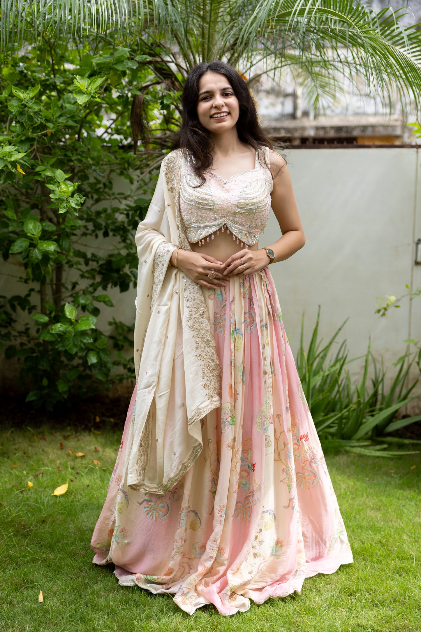 Rose Blush Net Embroidered Set