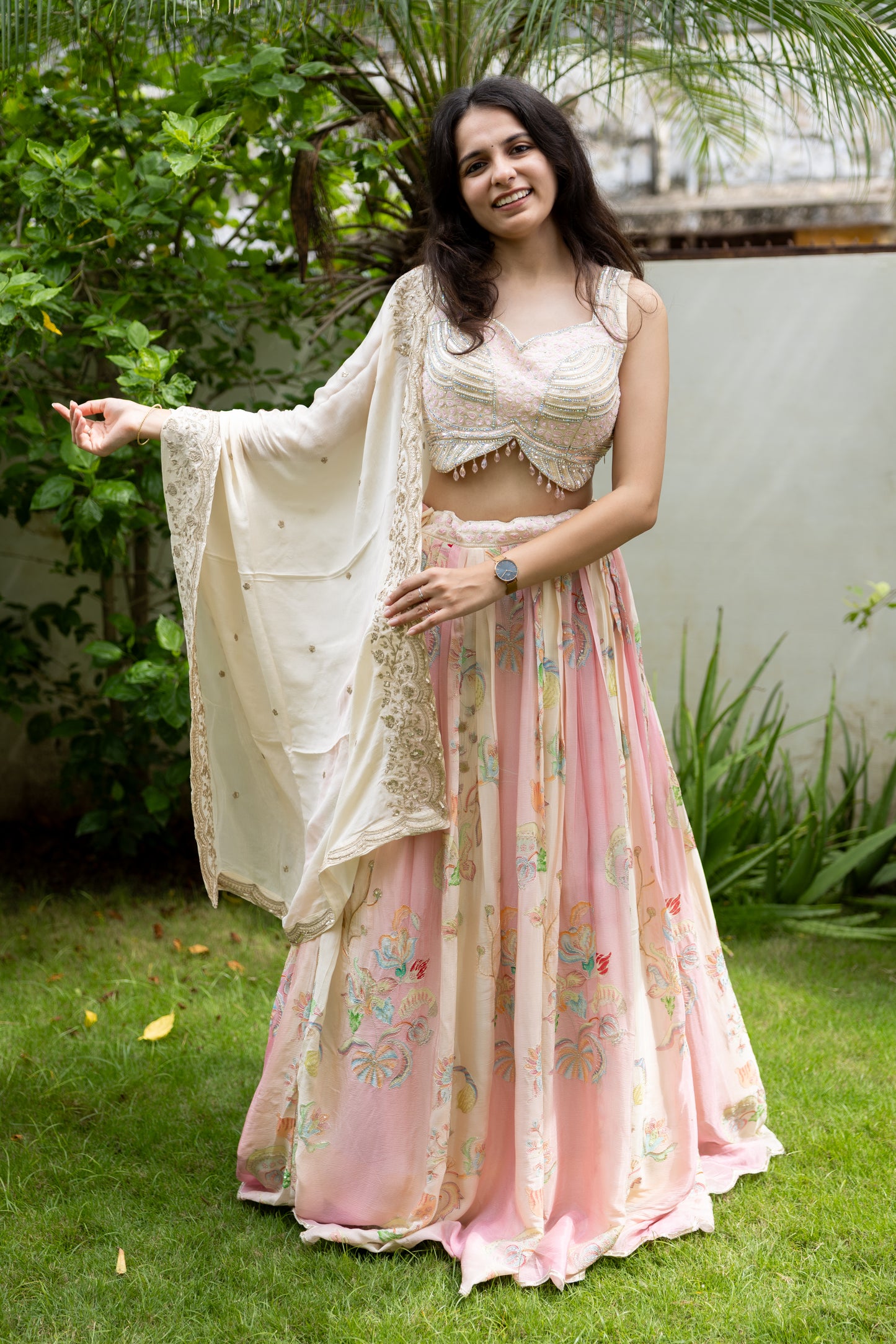 Rose Blush Net Embroidered Set