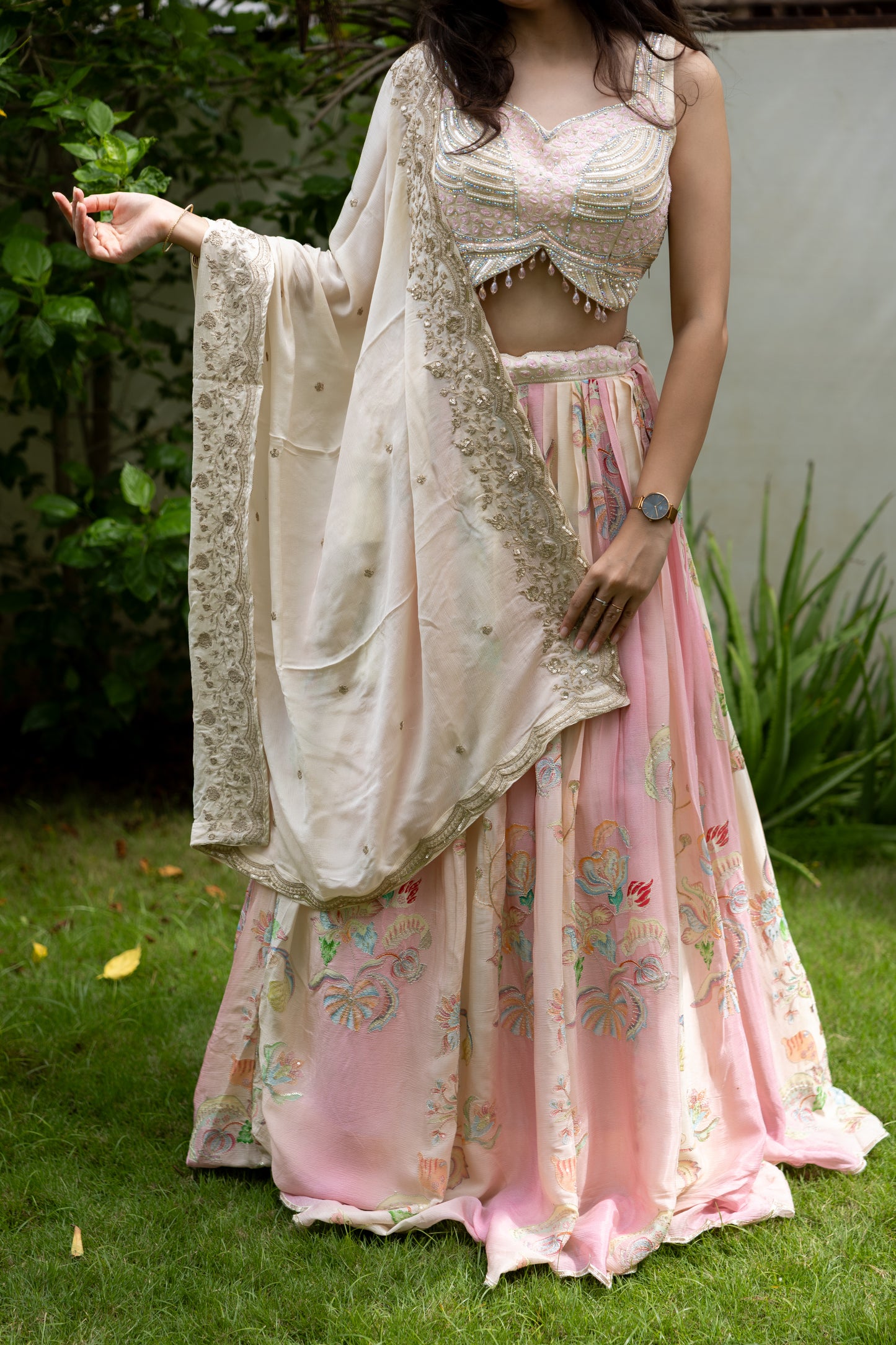 Rose Blush Net Embroidered Set