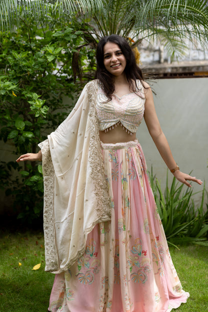 Rose Blush Net Embroidered Set