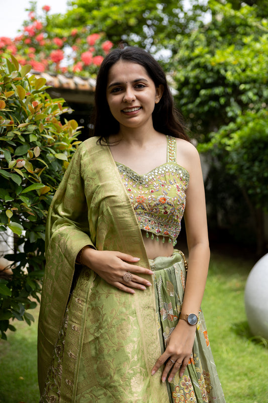 Mint Meadow Handwork Lehenga