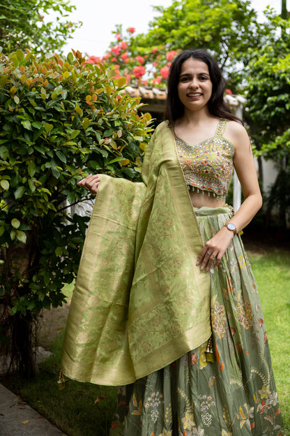 Mint Meadow Handwork Lehenga