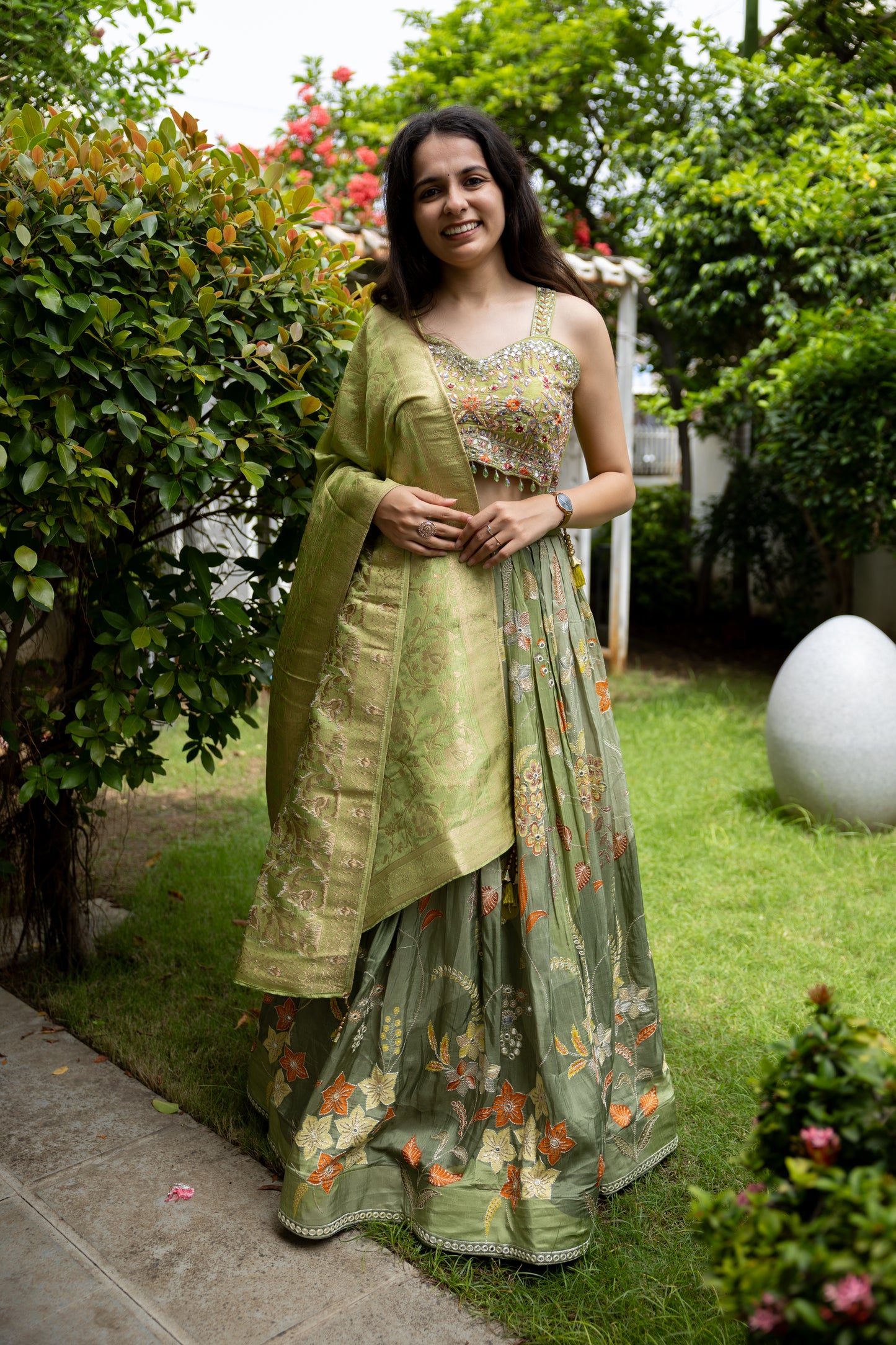 Mint Meadow Handwork Lehenga