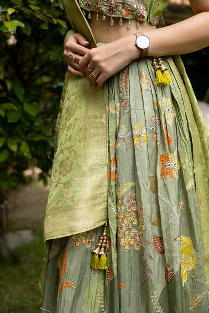 Mint Meadow Handwork Lehenga