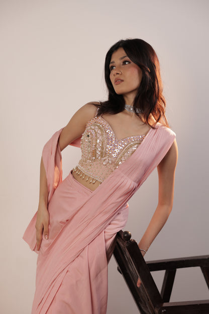 Blush Prism Embellished Saree