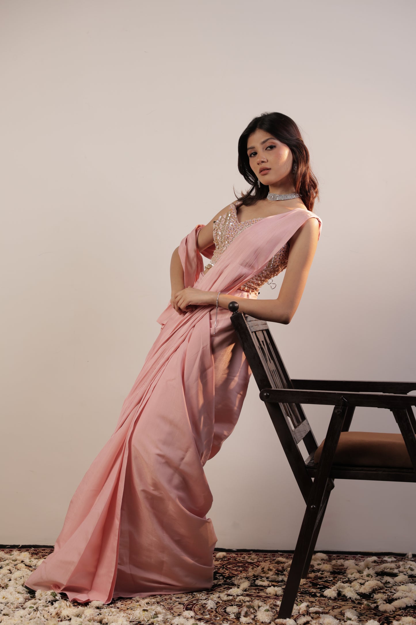 Blush Prism Embellished Saree
