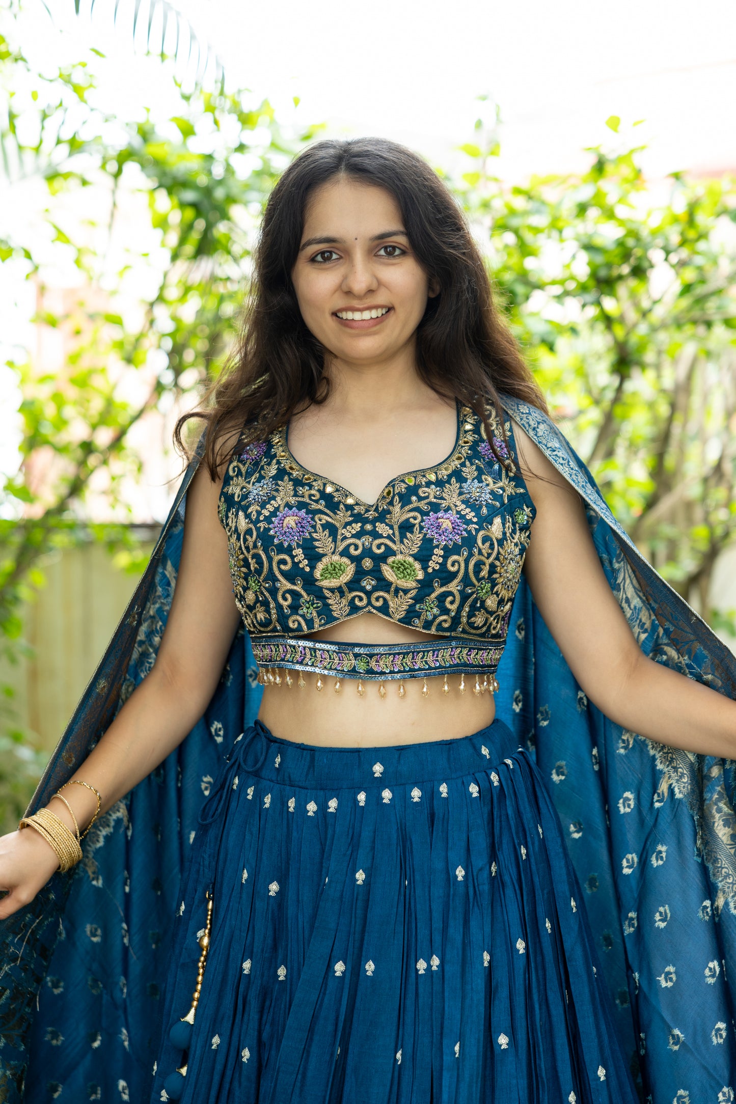 Midnight Phool Print Lehenga Set