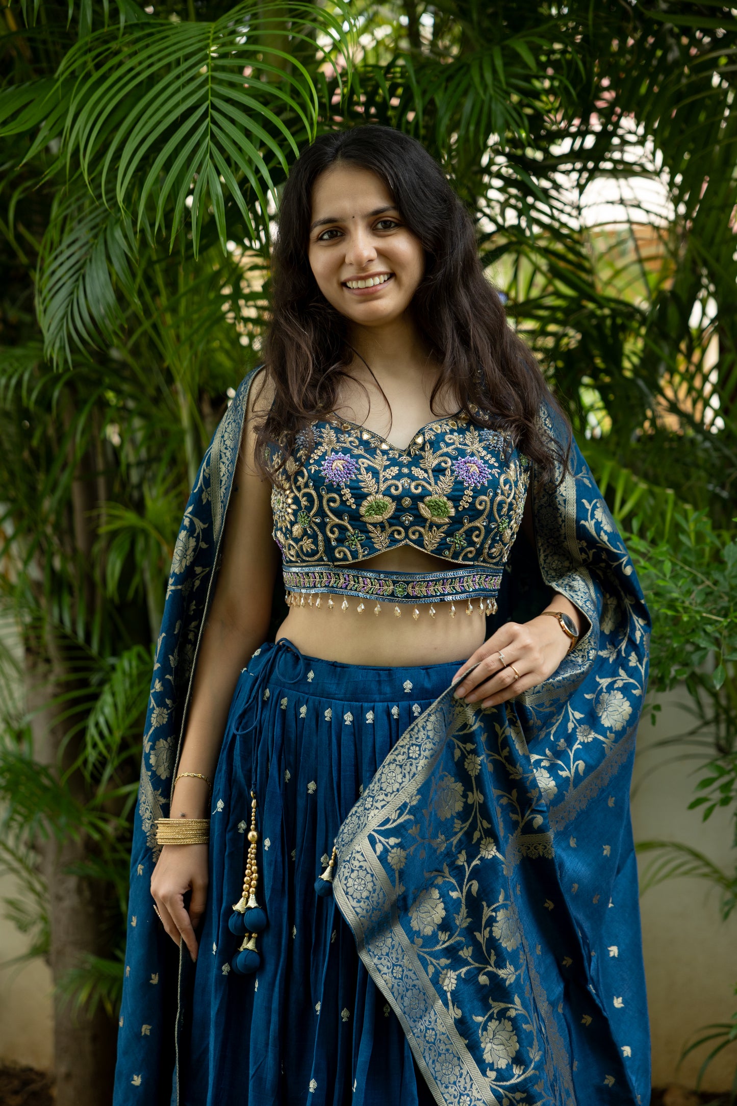Midnight Phool Print Lehenga Set