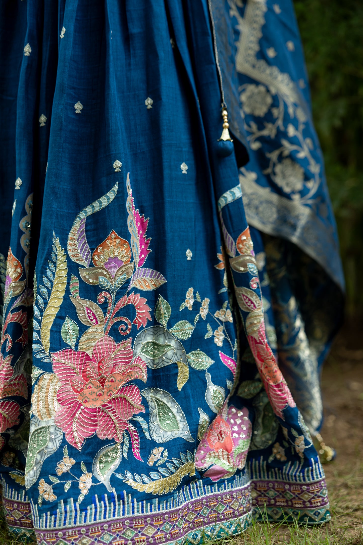 Midnight Phool Print Lehenga Set