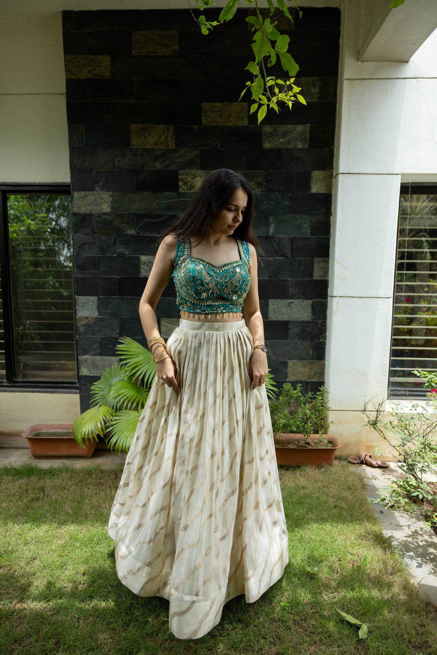 Ivory Mehraab Threadwork Lehenga
