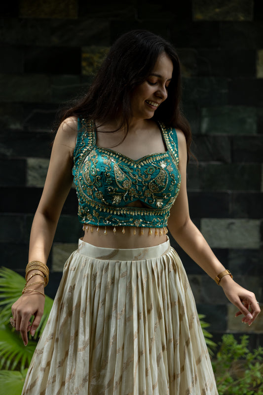 Ivory Mehraab Threadwork Lehenga