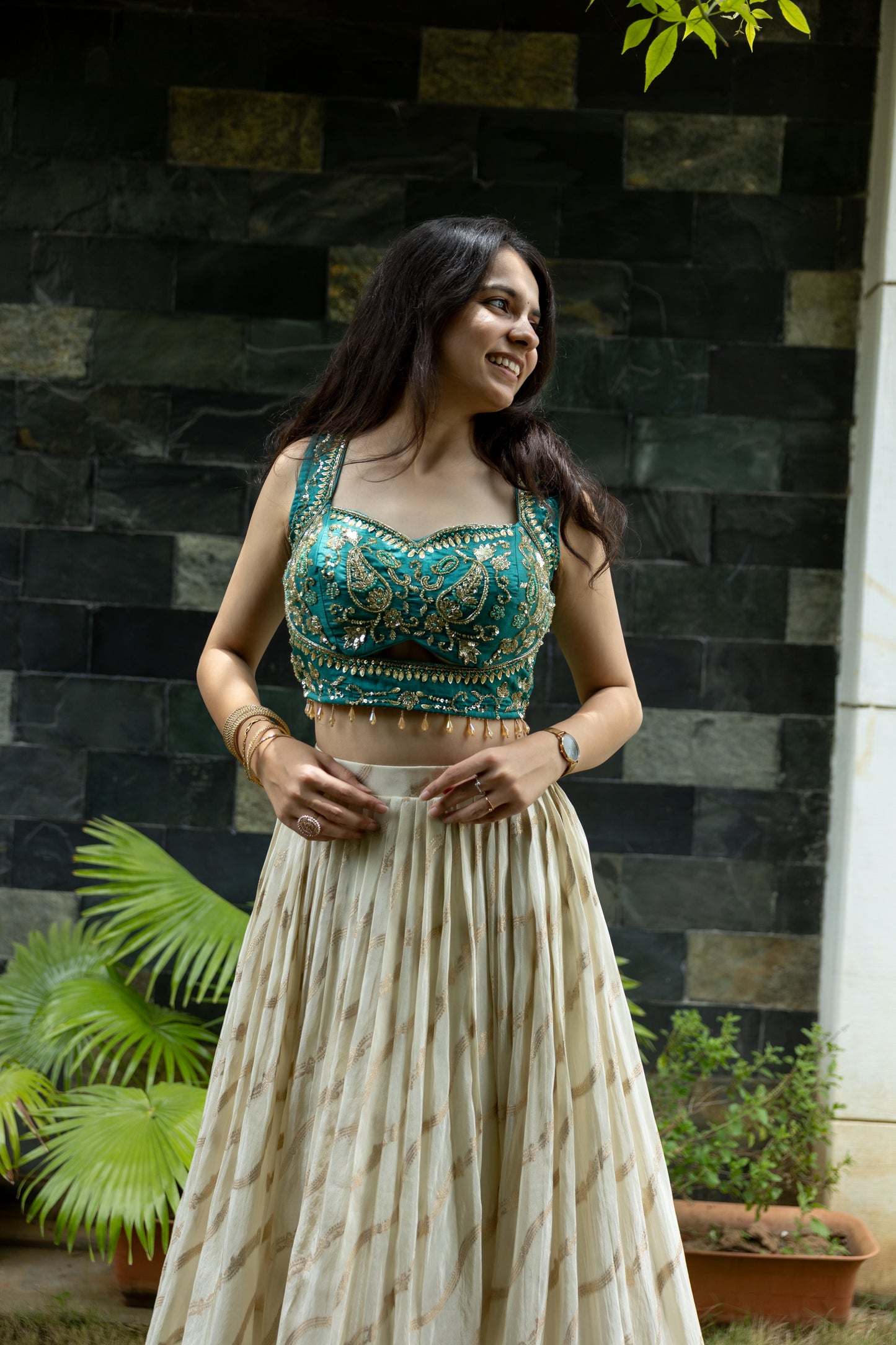 Ivory Mehraab Threadwork Lehenga