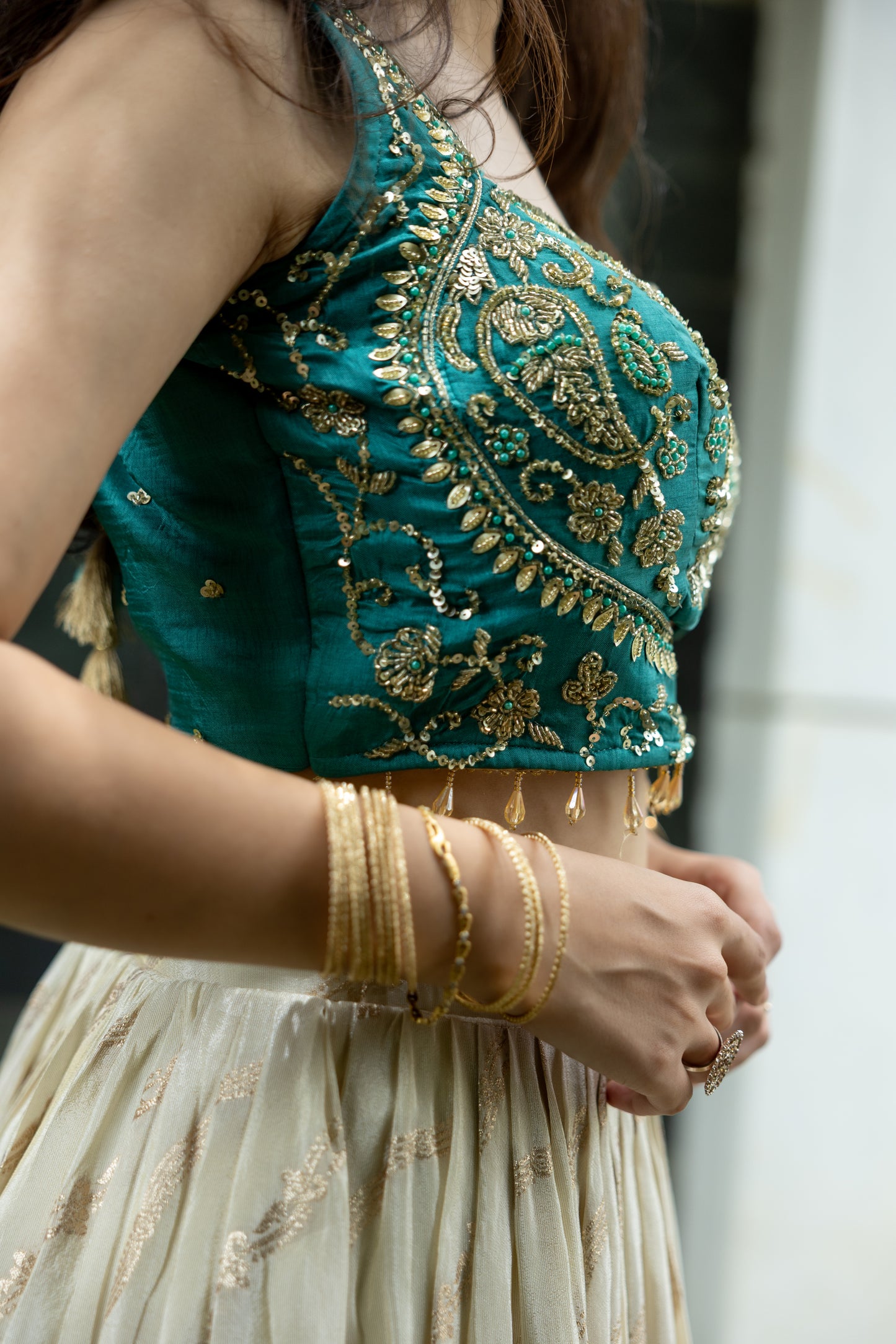 Ivory Mehraab Threadwork Lehenga
