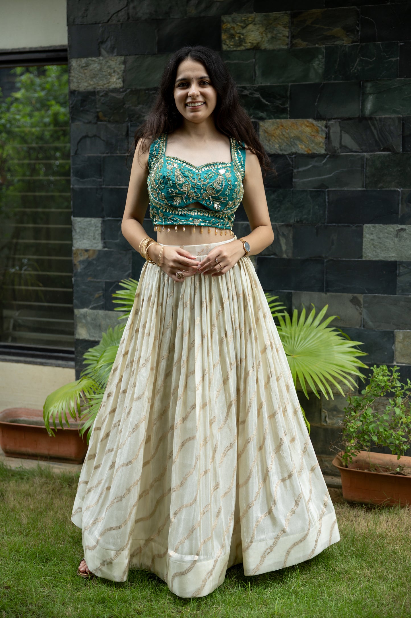 Ivory Mehraab Threadwork Lehenga