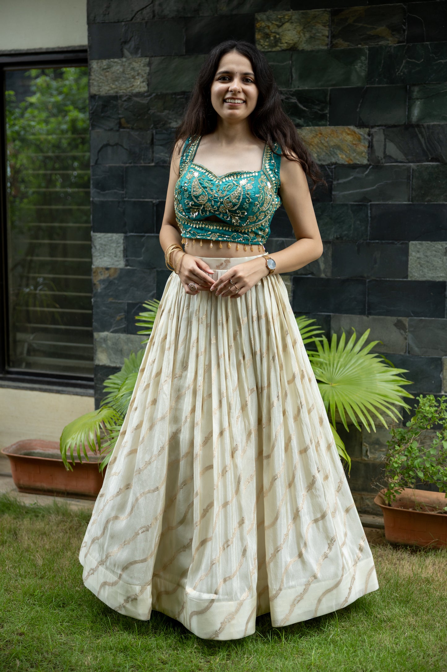 Ivory Mehraab Threadwork Lehenga