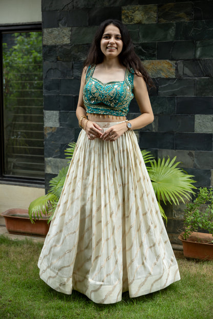 Ivory Mehraab Threadwork Lehenga