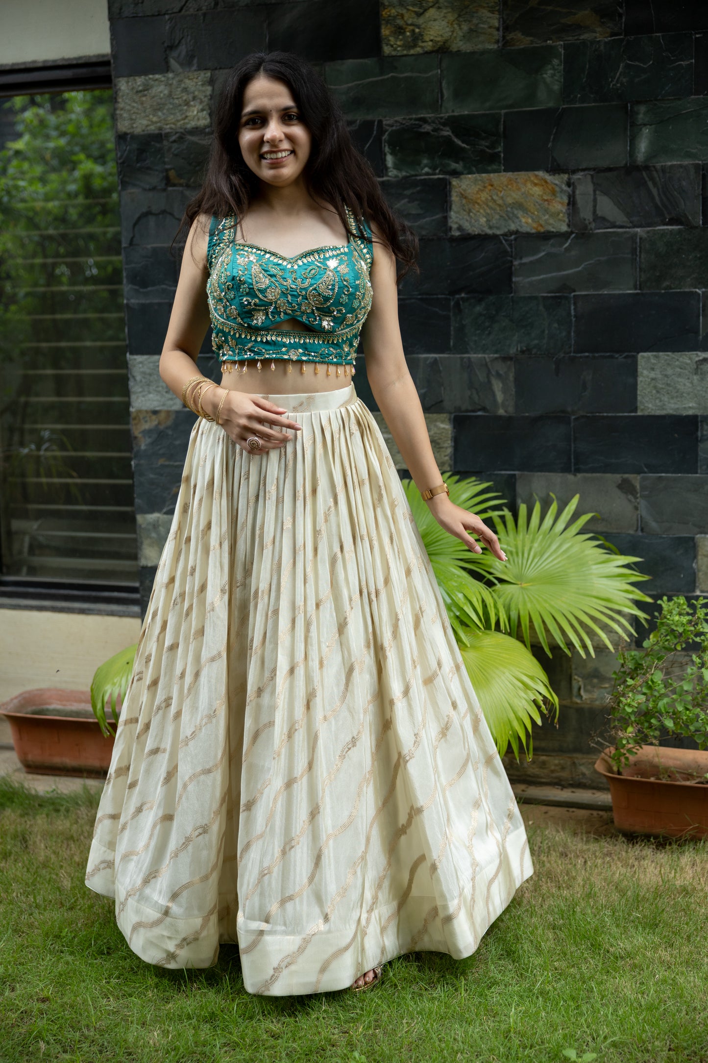 Ivory Mehraab Threadwork Lehenga