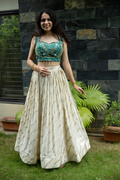 Ivory Mehraab Threadwork Lehenga