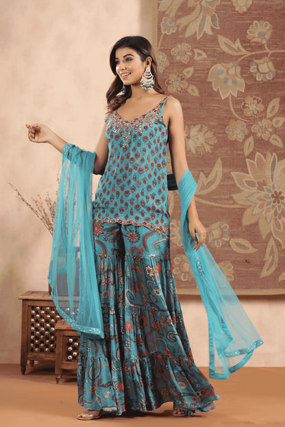 Azure Blossom Lehnga Choli