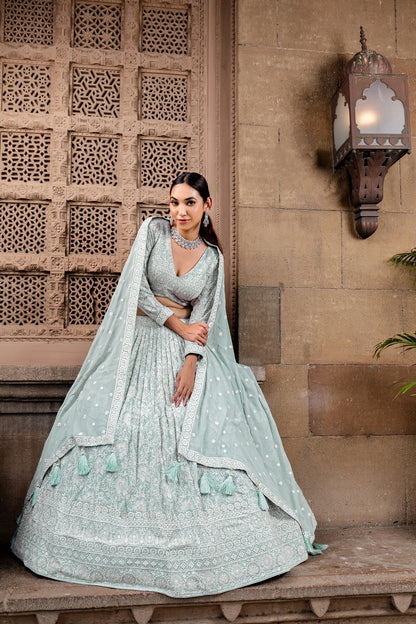 Pastel Embroidered Lehenga Set