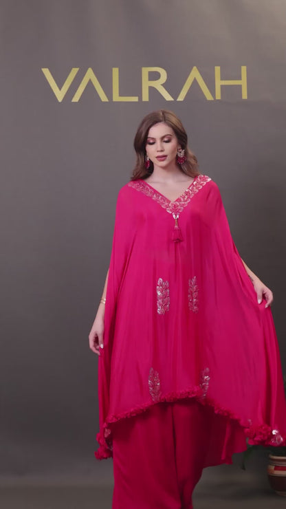 Pink Cascade Kaftan Set